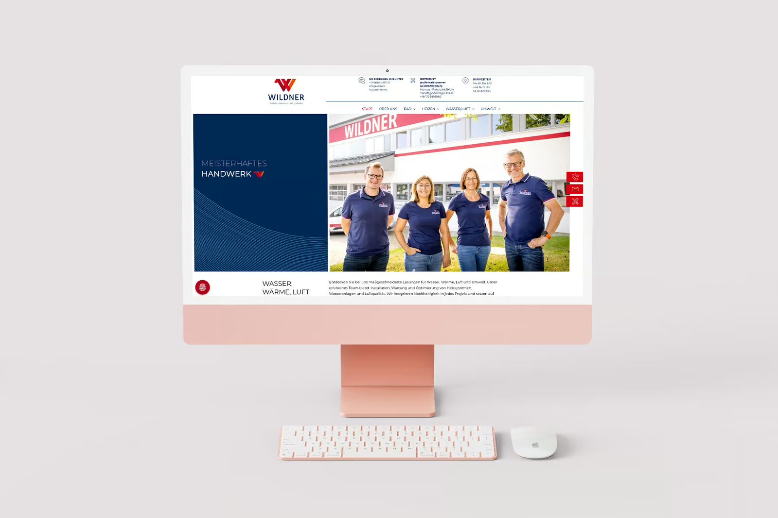 Referenzprojekt Wildner – Website am Desktop